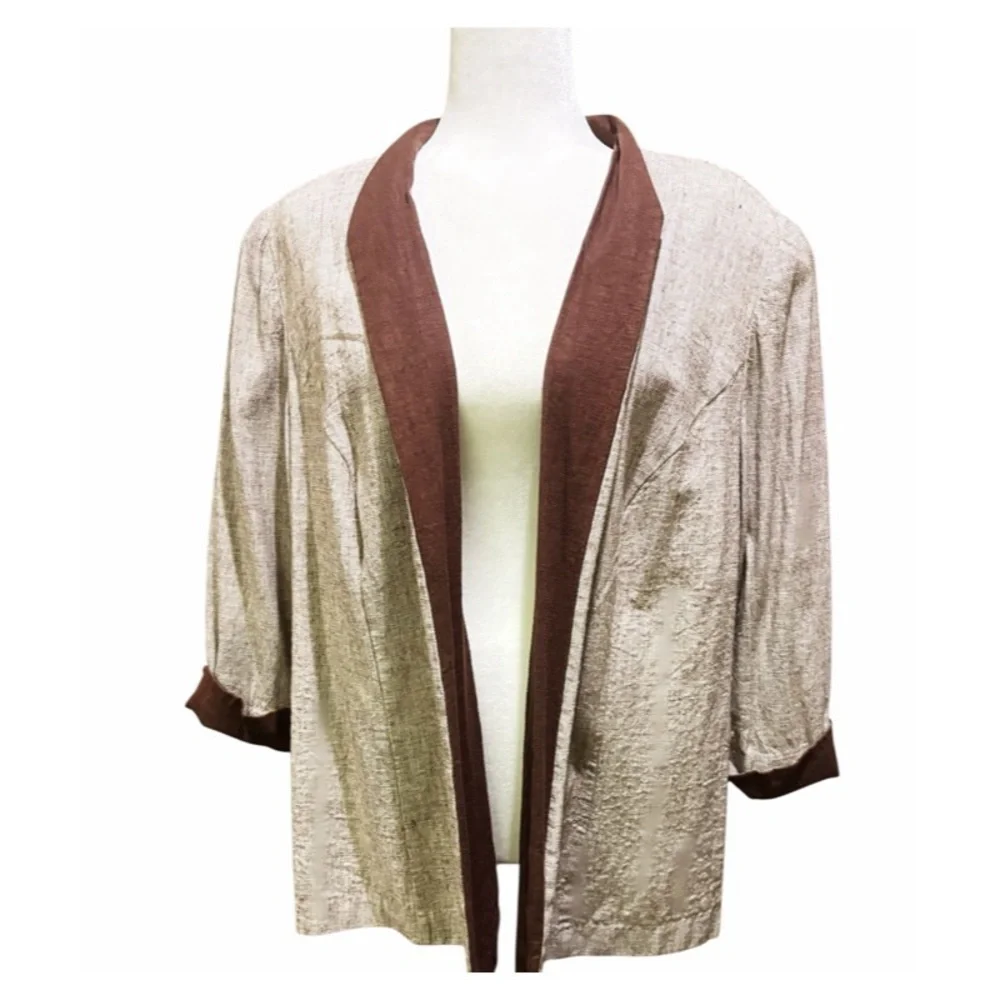Flash Sale Perceptions Blazer Women's Blazer in Beige & Warm Brown Size 18W